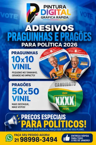 ADESIVOS POLÍTICOS PERSONALIZADOS - ELEIÇÕES 2026