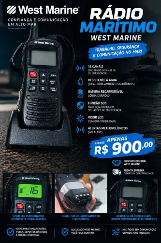 Rádio marítimo completo, Inclui carregador.