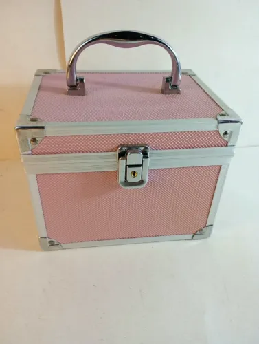 maleta organizadora porta-joias maquiagem rosa