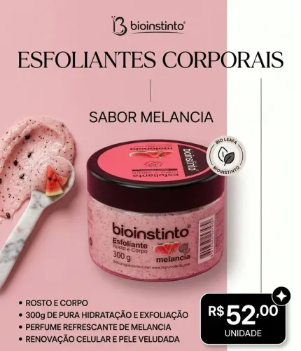 Esfoliante Rosto e Corpo Melancia Bioinstinto - Banho Premium