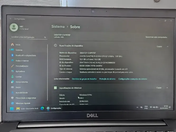 Notebook Dell 7490 Ultra (16 gb de memória)
