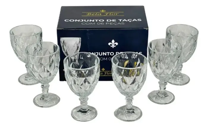 Conjunto com 6 taças Diamond Bela Flor - 330 ml