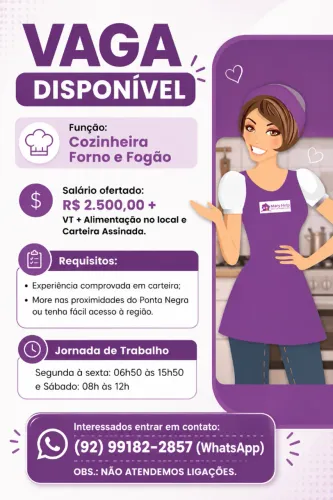 Oportunidade de Cozinheira Forno e Fogão