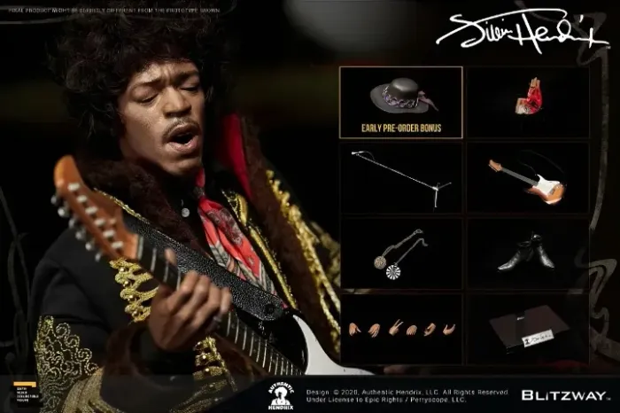 ACTION FIGURE JIMI HENDRIX 1/6 BLIZTWAY DA MAIOR LENDA DO ROCK = HOT TOYS - INART