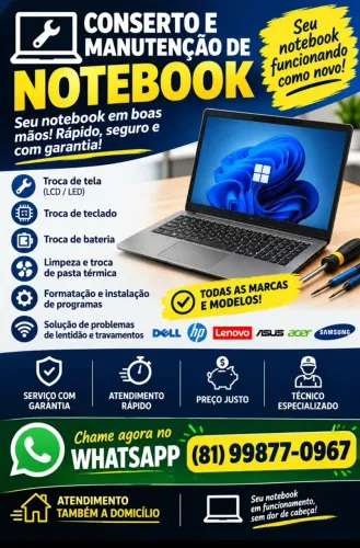 Conserto e manutenção de notebook