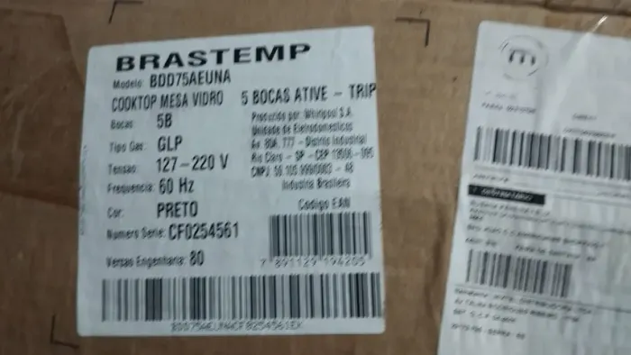 Fogão Cooktop 5 bocas- Brastemp