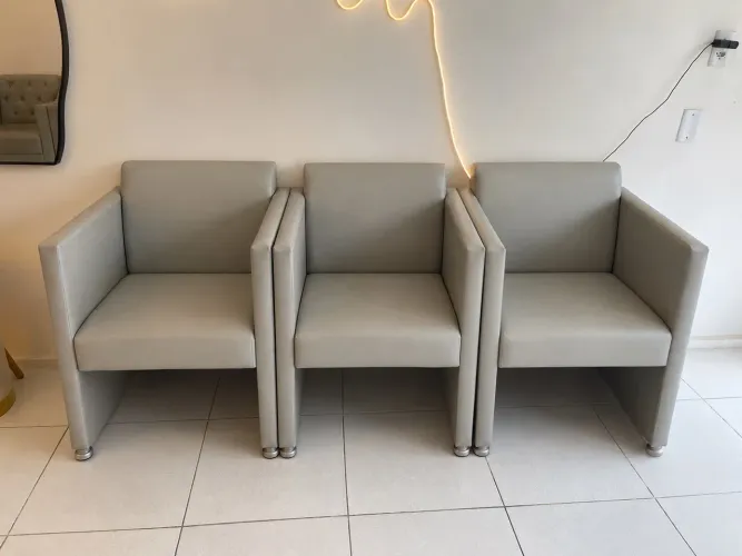 3 Poltronas para Recepção | Salão de Beleza, Clínica ou Escritório