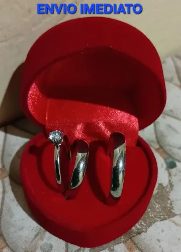 Kit Alianças + Anel Solitário em AÇO INOXIDÁVEL! Envio para o MUNDO inteiro!