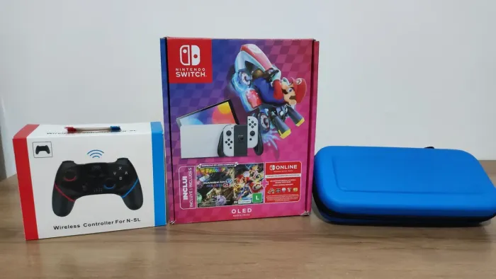 Nintendo Switch OLED Branco Desbloqueado Completo | Impecável | Caixa + Extras