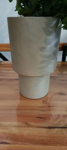 Vaso Cachepot Decorativo Geometrico Alto Cinza Lindo