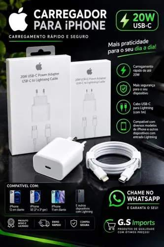 ? CARREGADOR PARA IPHONE - 20W ? Carregamento rápido e eficiente!