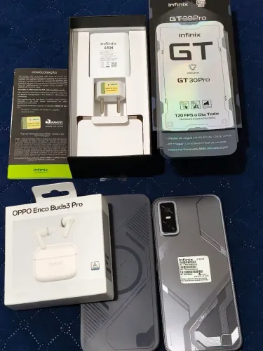 KIT Celular Infinix GT30PRO menos de 10 Dias de uso + NFE e Fone Oppo Enco Buds3 PRO NOVO.