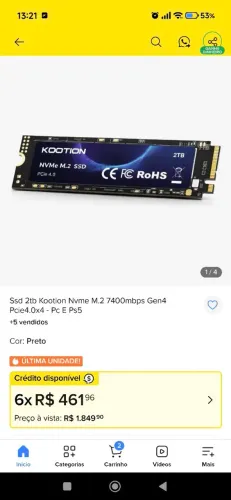Ssd ps5 koootion 2tera ps5 nvme m.2 pcle gen4