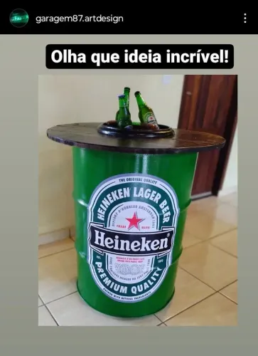 Tonel mesa personalizado com suporte p/ gelo e bebidas 