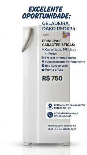Pra vender logo!!! Geladeira Dako 240 Litros - Ótimo Estado e Pronta para Uso!