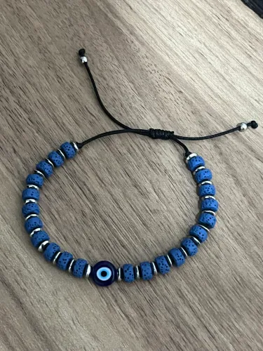Pulseira vulcânica com olho grego