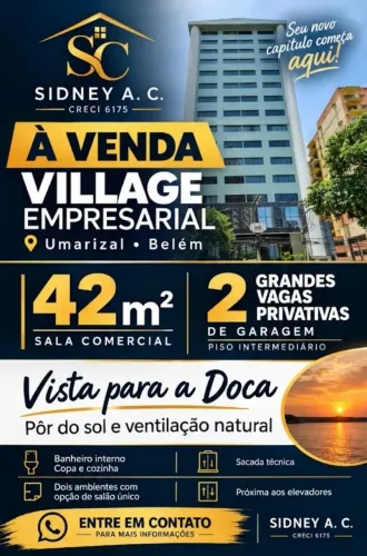 Sala Village Empresarial - 42 m² COM 2 VAGAS PRIVATIVAS!!! Umarizal - Belém - PA
