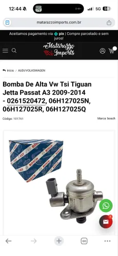 BOMBA DE ALTA JETTA TSI 211 (USADA EM ÓTIMO ESTADO)