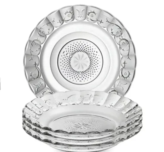 6 Pratos Fundos Vidro Egípcio 21,5cm