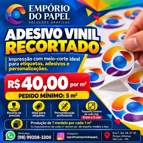 Produção de Adesivo Recortado em Vinil | Pedido para Revenda e Empresas