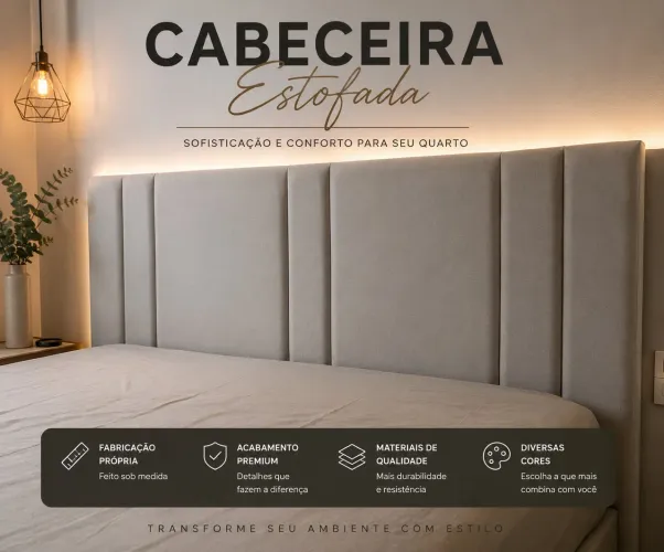 Cabeceira Estofada Sob Medida | Casal, Queen e King | Fabricação Própria