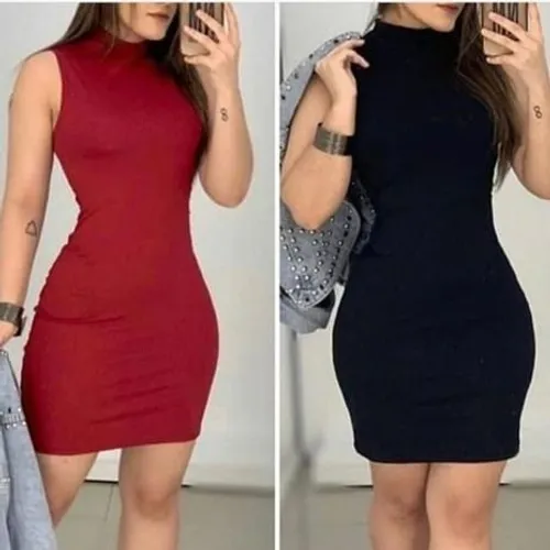 Vestido mid regata, malha canelada blogueira