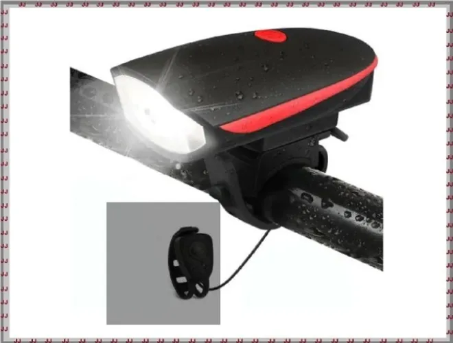 Farol de bicicleta Fy-056 com buzina à pilha