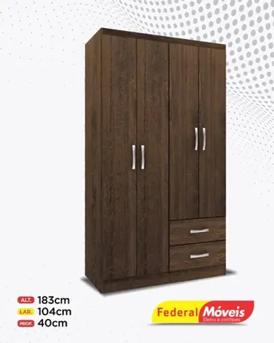Guarda-Roupa Solteiro 4 Portas 2 Gavetas Direto da Fabrica Fazemos Entrega