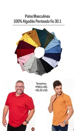Polos Masculinas 100% Algodão 