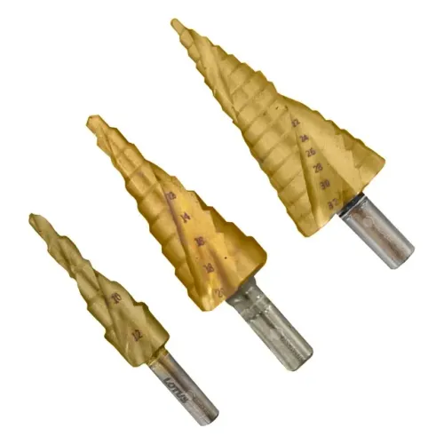 Kit 3 Brocas Escalonadas Cônicas Titânio Hss 4-12mm 4-20mm 4-32mm