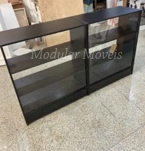 2 Balcões Vitrine Preto - MDF