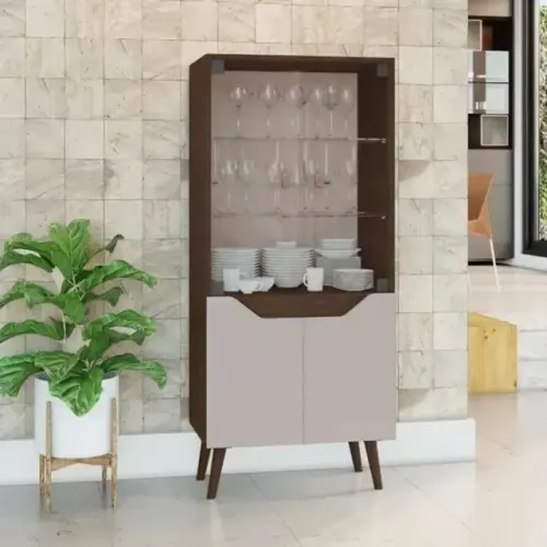 Cristaleira Portas de Vidro Temperado Pé Estilo Retrô. Produtos Novos Direto da Fábrica.