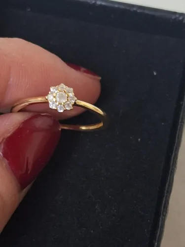Anel ouro e zircônia 