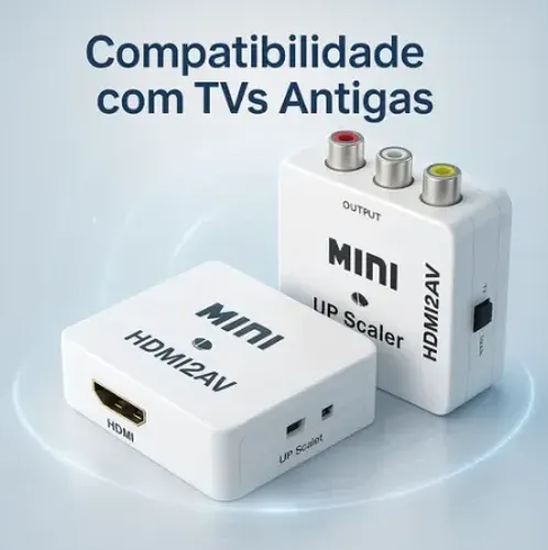 mini adaptador hdmi para rca conversor full hd vídeo hdmi p/ vídeo rca 2av - hdmi