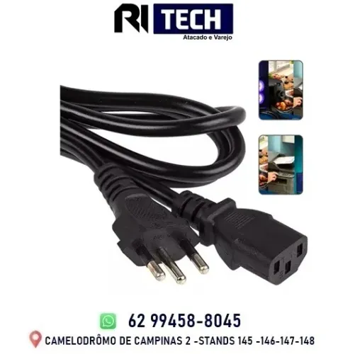 Cabo de Força Energia ATX Padrão Novo 3 Pinos 120cm Pc Fonte 