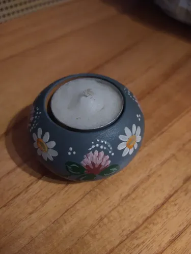Porta velas decorativo com flores