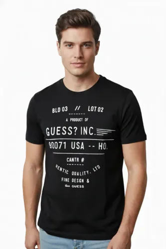 Camiseta Guess Original Preta | Tam S (USA) | Stretch/Elastano | Conforto Premium