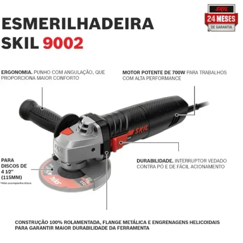 ESMERILHADEIRA ANGULAR 4.1/2" 220V 9002 700W - SKIL