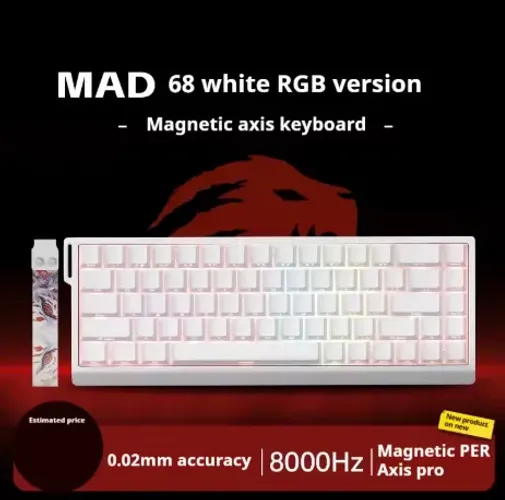 Teclado Mecânico Magnético MAD 68 Branco RGB- Novo
