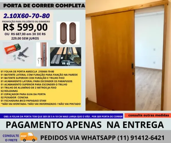 porta de ccorrer - modelo ipe-fechadura e puxad
