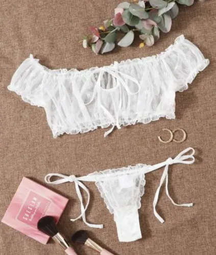 Conjunto lingerie rendada branco