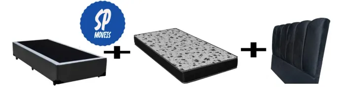 Kit Cama Completa Solteiro: Cabeceira + Colchão D33 + Base Box