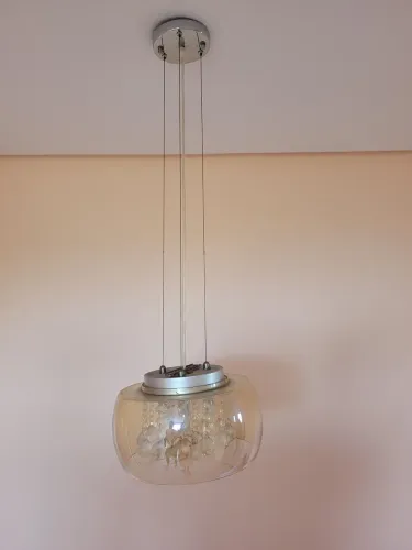 Lustre pendente Sidney bacia cristal k9 âmbar 28 cm