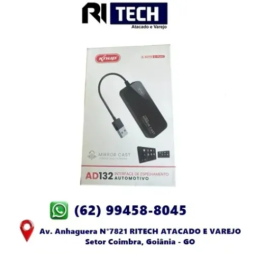Adaptador CarPlay Mirror Cast Android Auto Para Espelhamento Automotivo KNUP - KP-AD132