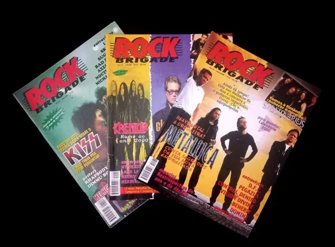 Lote 3 Revistas Rock Brigade n. 152, 156 e 162 anos 90 Metal colecionador