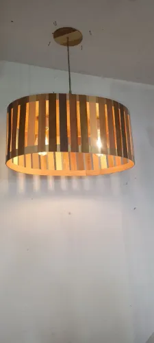 Luminária oval em madeira com marchetaria tamanho 030 cm largura 050 cm comprimento 020cm