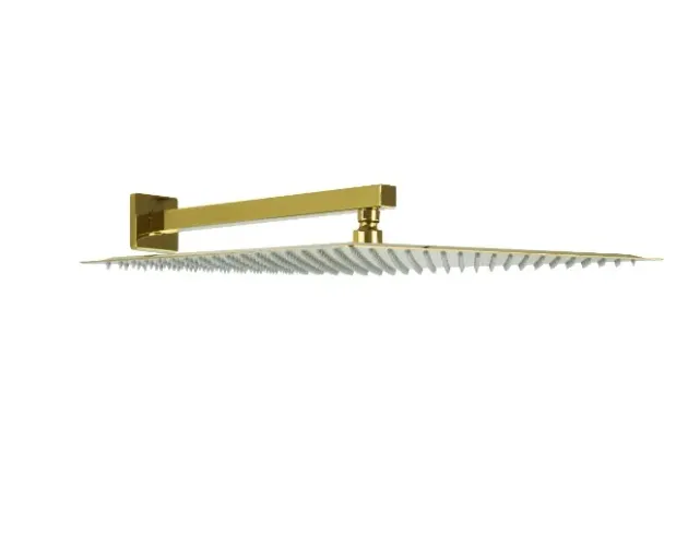 Ducha 40 cm em Inox Dourada com Cano Quadrado com Riscos e Amassados