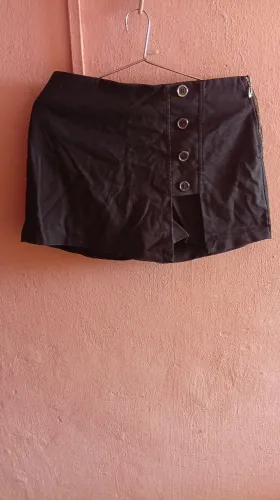 Short Saia Preto Rosa de Cór - Tamanho P
