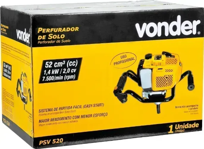 Perfurador a gasolina para solo, sem broca, 52 cm³ (cc), PSV 520, VONDER