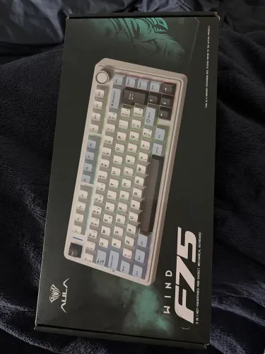 Teclado Aula F75 Mecânico Sem Fio Tri Modo Branco Azul